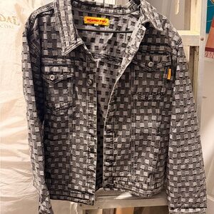 Round Two Black and Gray Checkered Jacket
